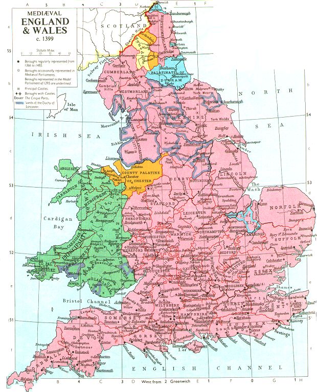 Map Of England 1500