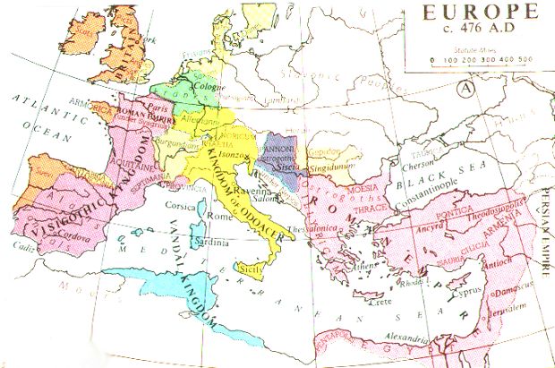 Roman Empire Map 476 Ad