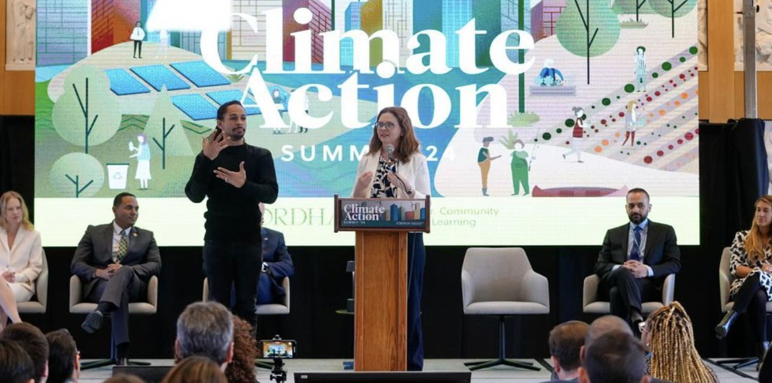 President Tetlow speakering at Climate Action Summit April 2024