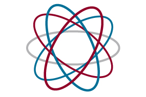 Icon of atom with multiple paths for electrons