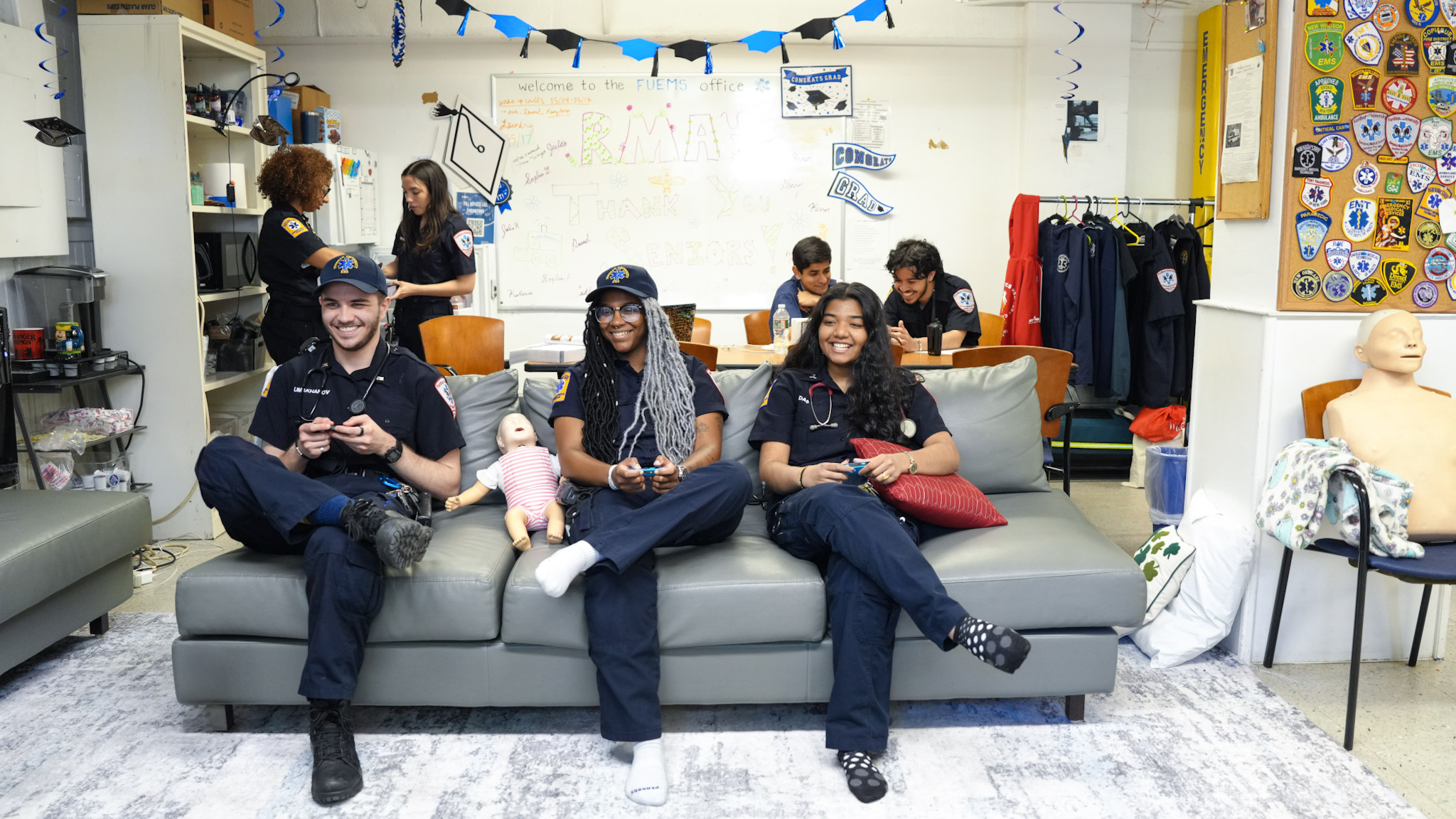 FUEMS students wait on call in their headquarters