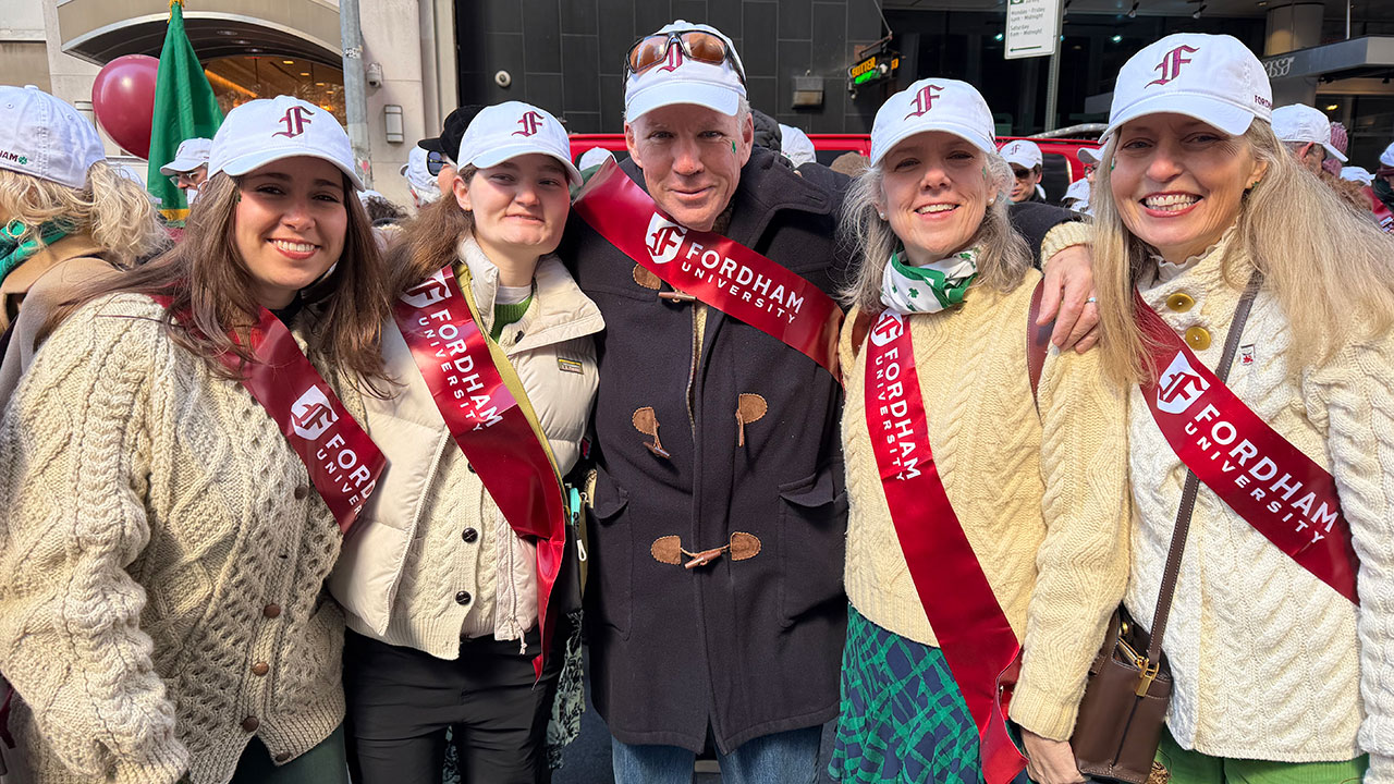 O'Leary family poses at St. Patrick's Day Parade