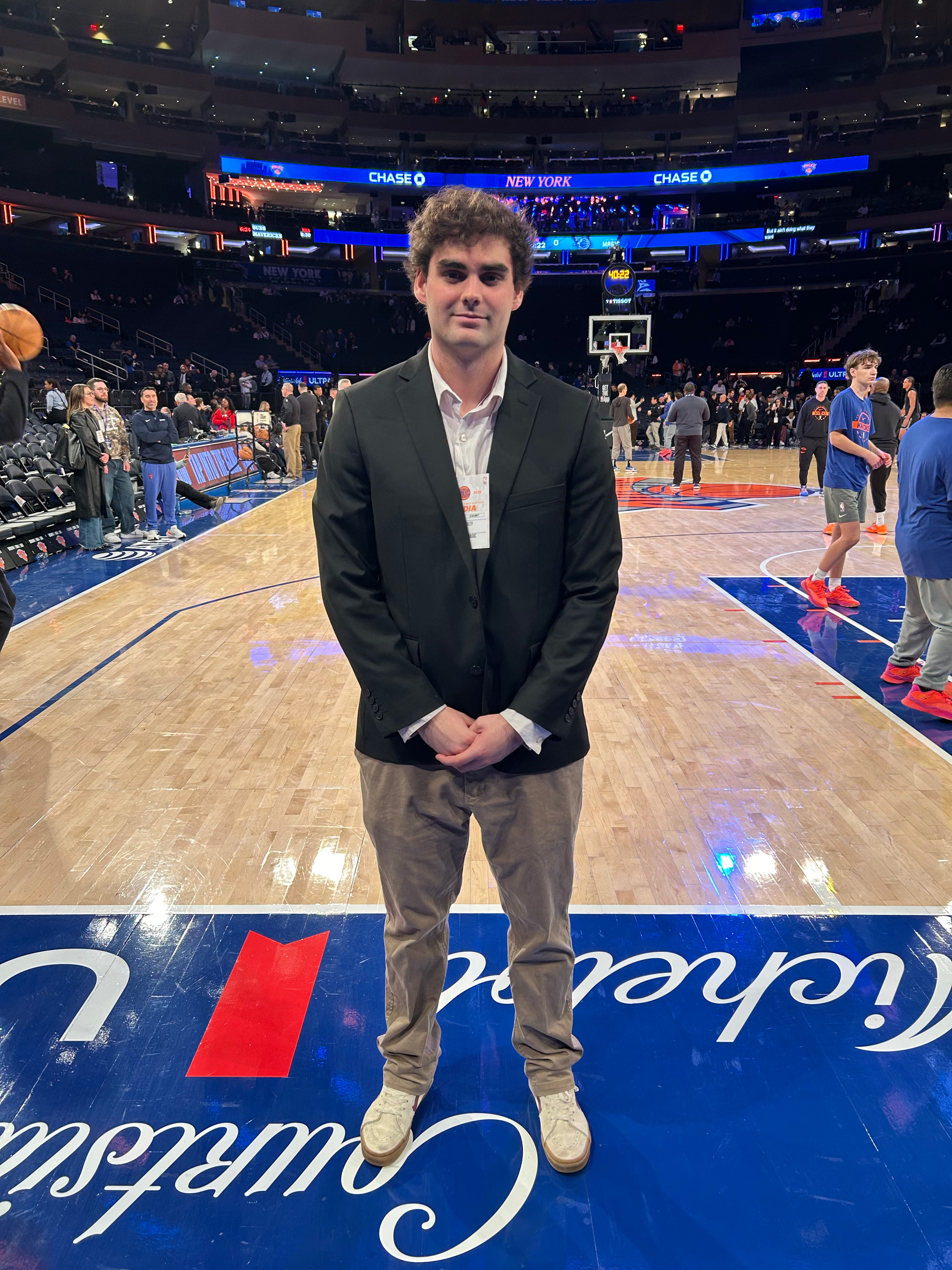 Owen Kelty WFUV covering Knicks at MSG