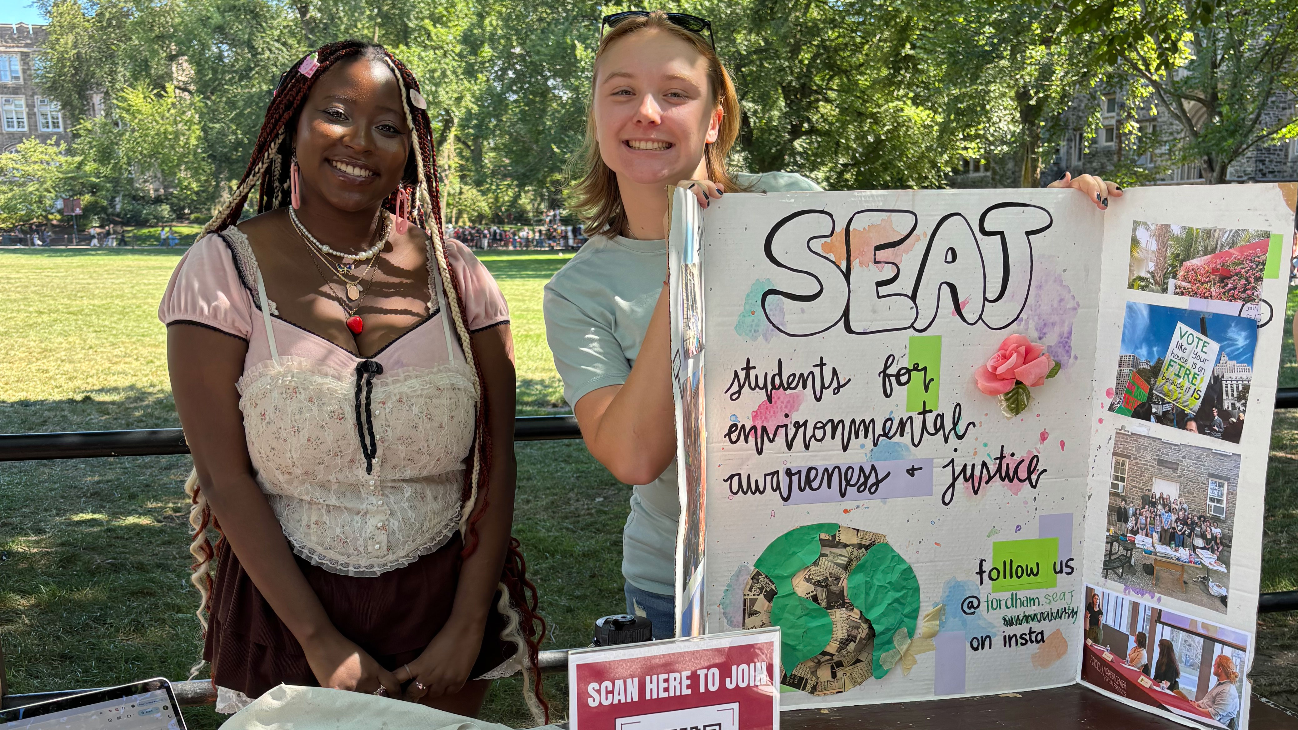 Members of the SEAJ club pose at the club fair