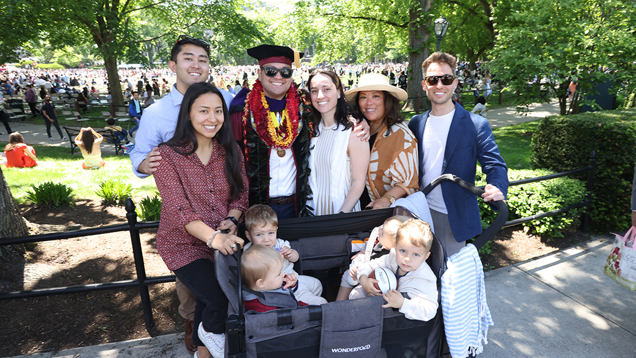 A family gathers on graduation day