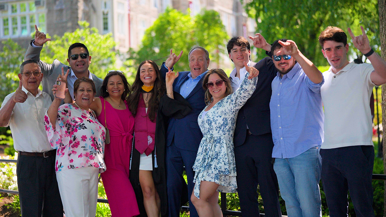 A family is excited after graduation