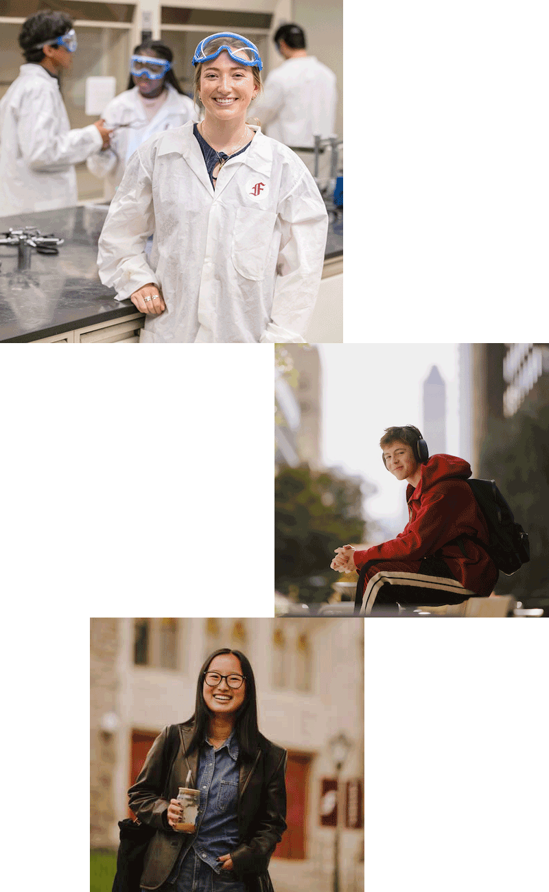 Collage of students on both the Rose Hill and Lincoln Center campuses