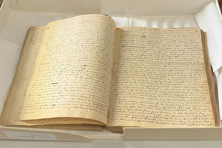 Opened manuscript of Selkirk Continental soldier memoir