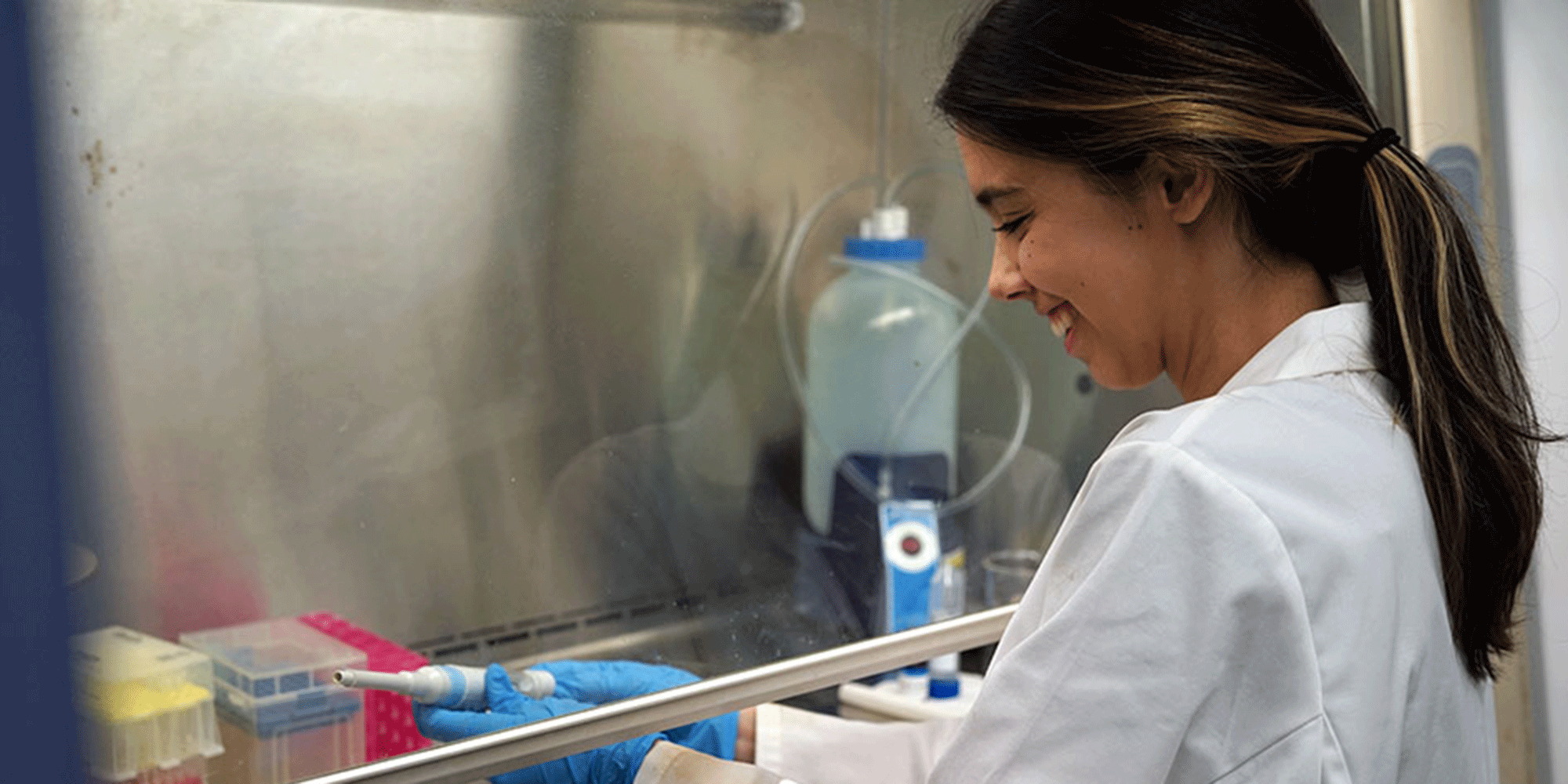 Beatriz Goncalves, FCRH ’23, conducts research over the summer in Professor Ipsita Banerjee’s lab.
