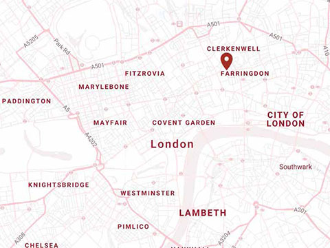 Google map view showing the location of the London Centre.