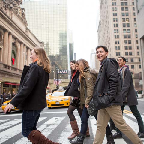 Students Crossing Street in NYC