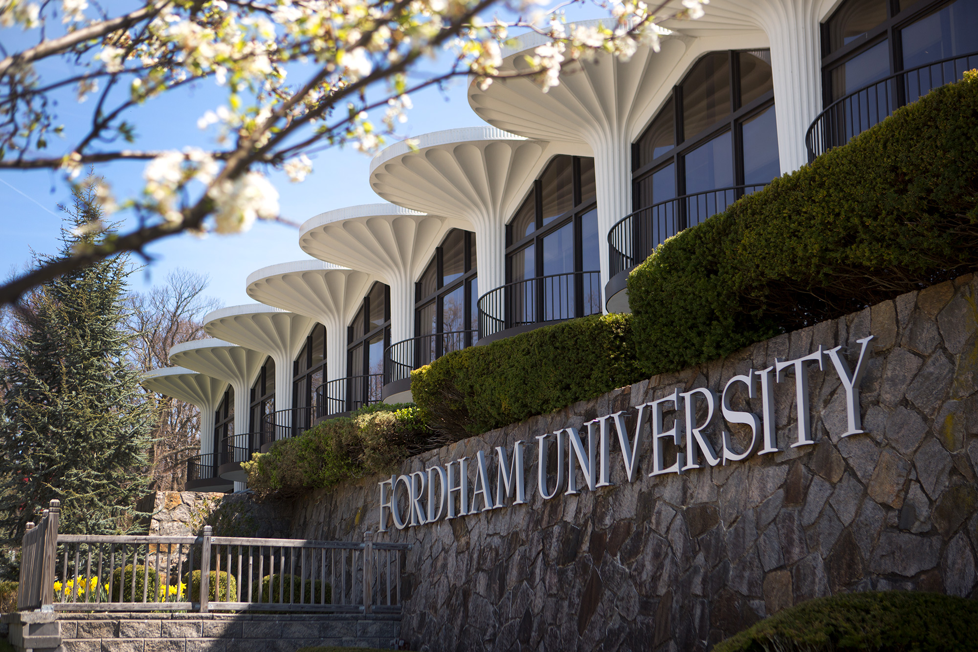 Fordham Westchester Exterior with Logo and Nameplate.