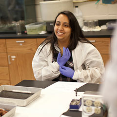 Female student in lab coat