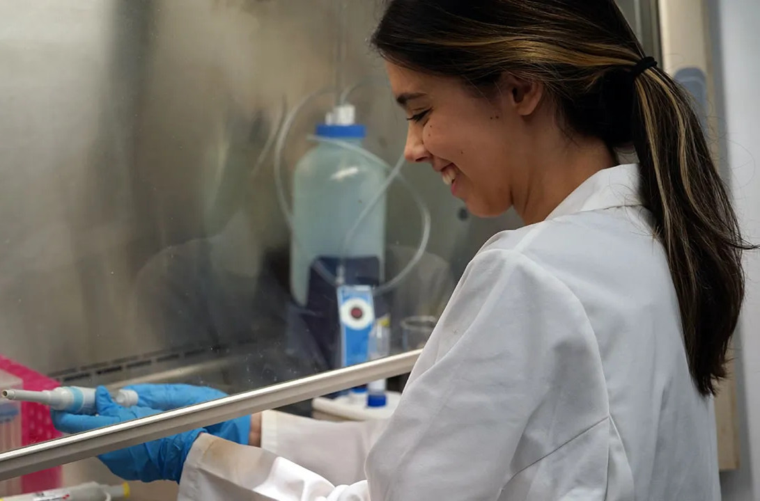 Student in a research lab