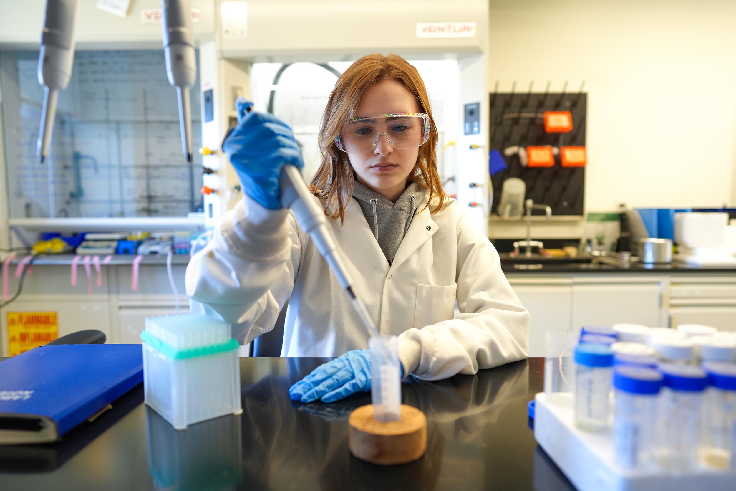 Student working on a science project