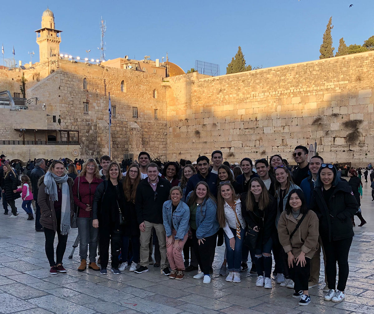 Students in front of an old building