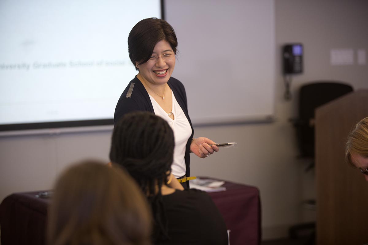 Professor teaching in classroom