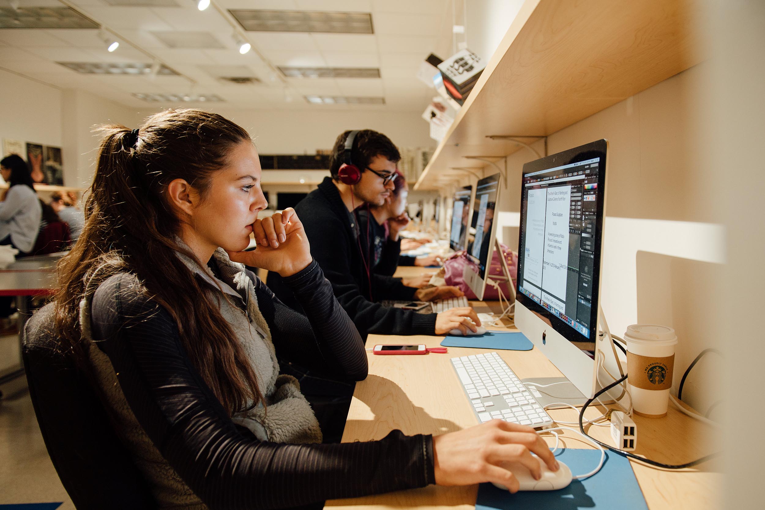 Students in class on computers