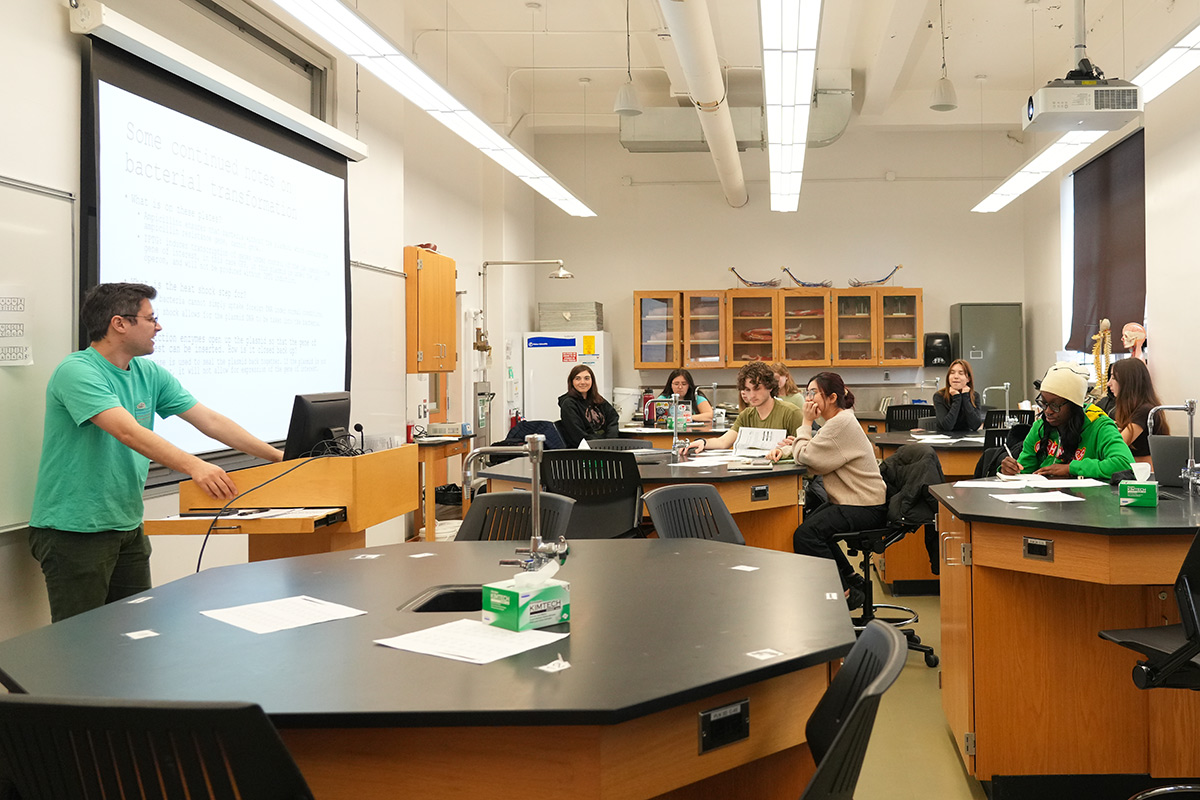 Students attending a science class at Rose Hill