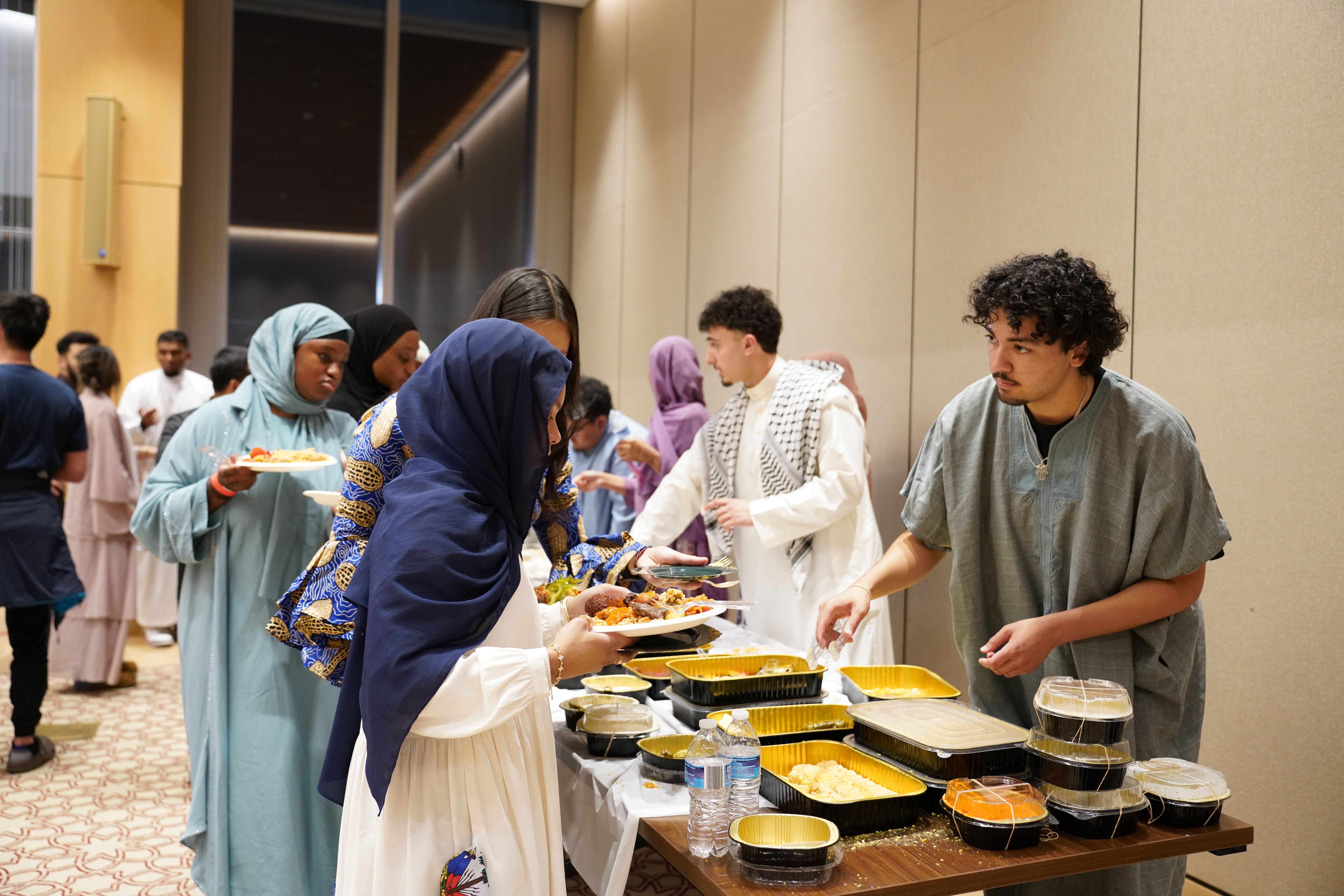 Student serving food