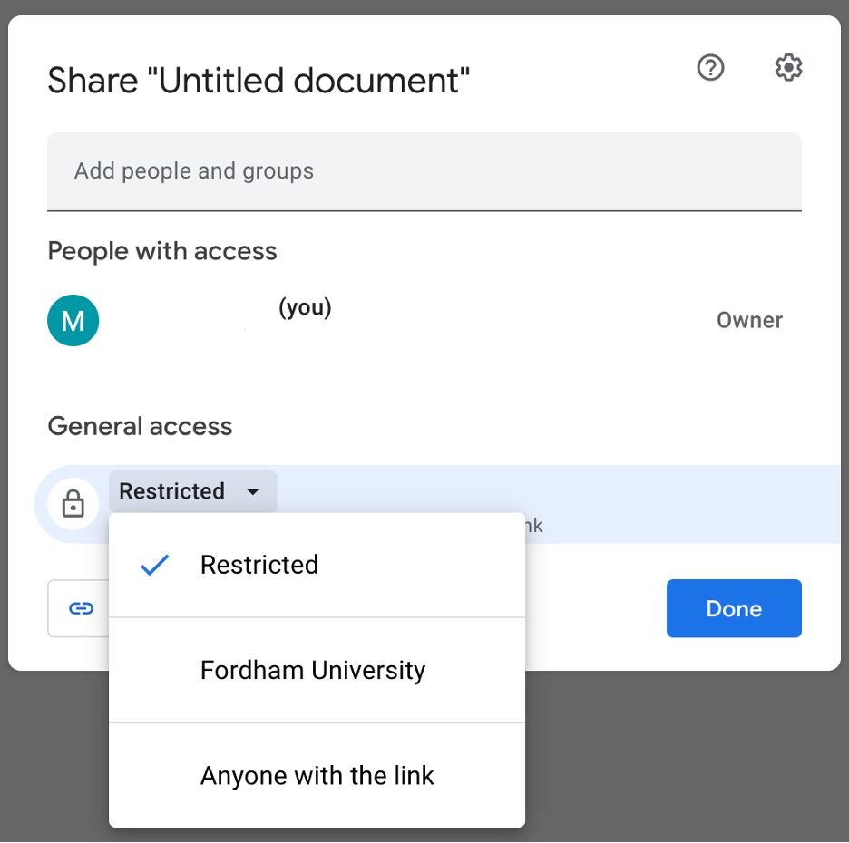 General access in google docs must be restricted