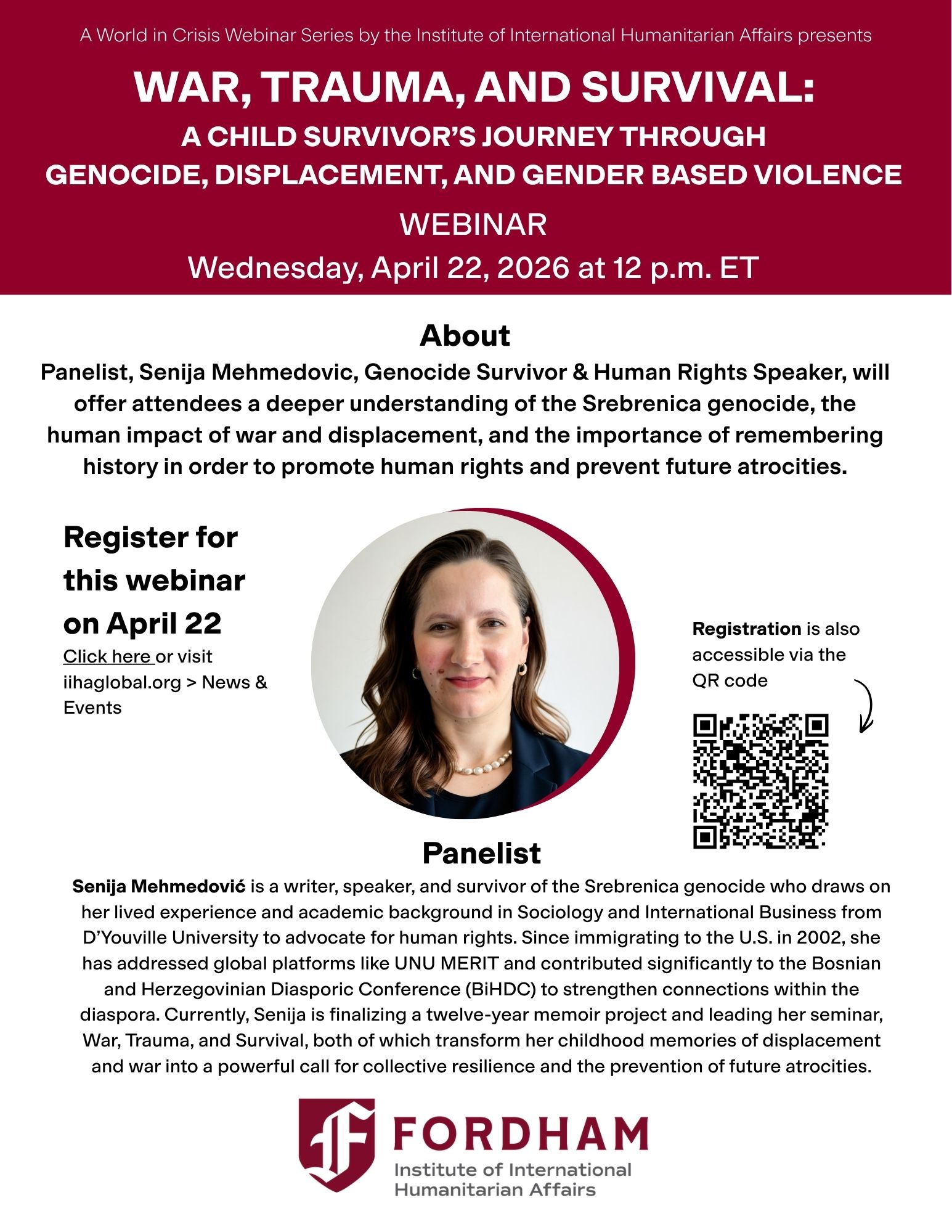 Attend this free webinar on War, Trauma, and Survival on April 22 at 12pm