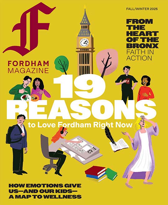 Fordham Magazine cover for fall/winter 2025 edition