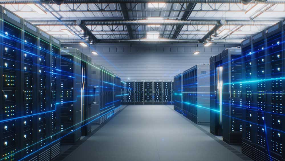 Stock image of AI data center servers