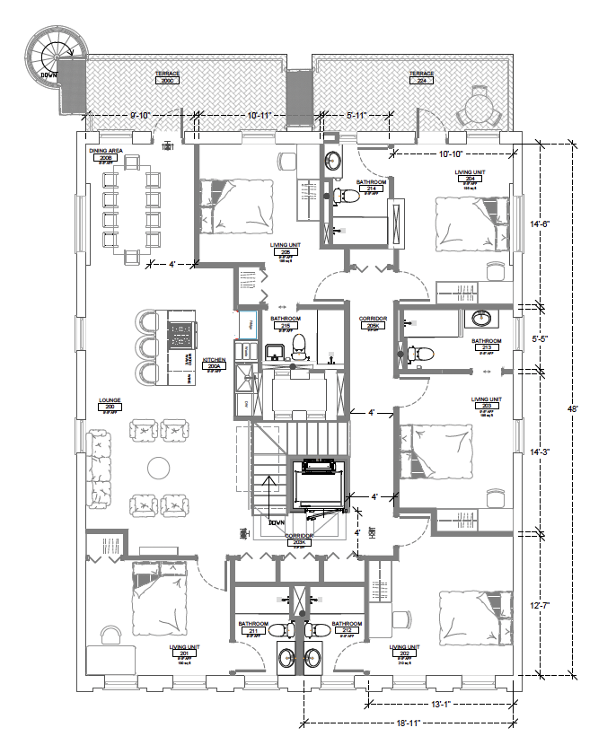 Floor plan rendering of proposed updates to 2nd floor of OCSC location