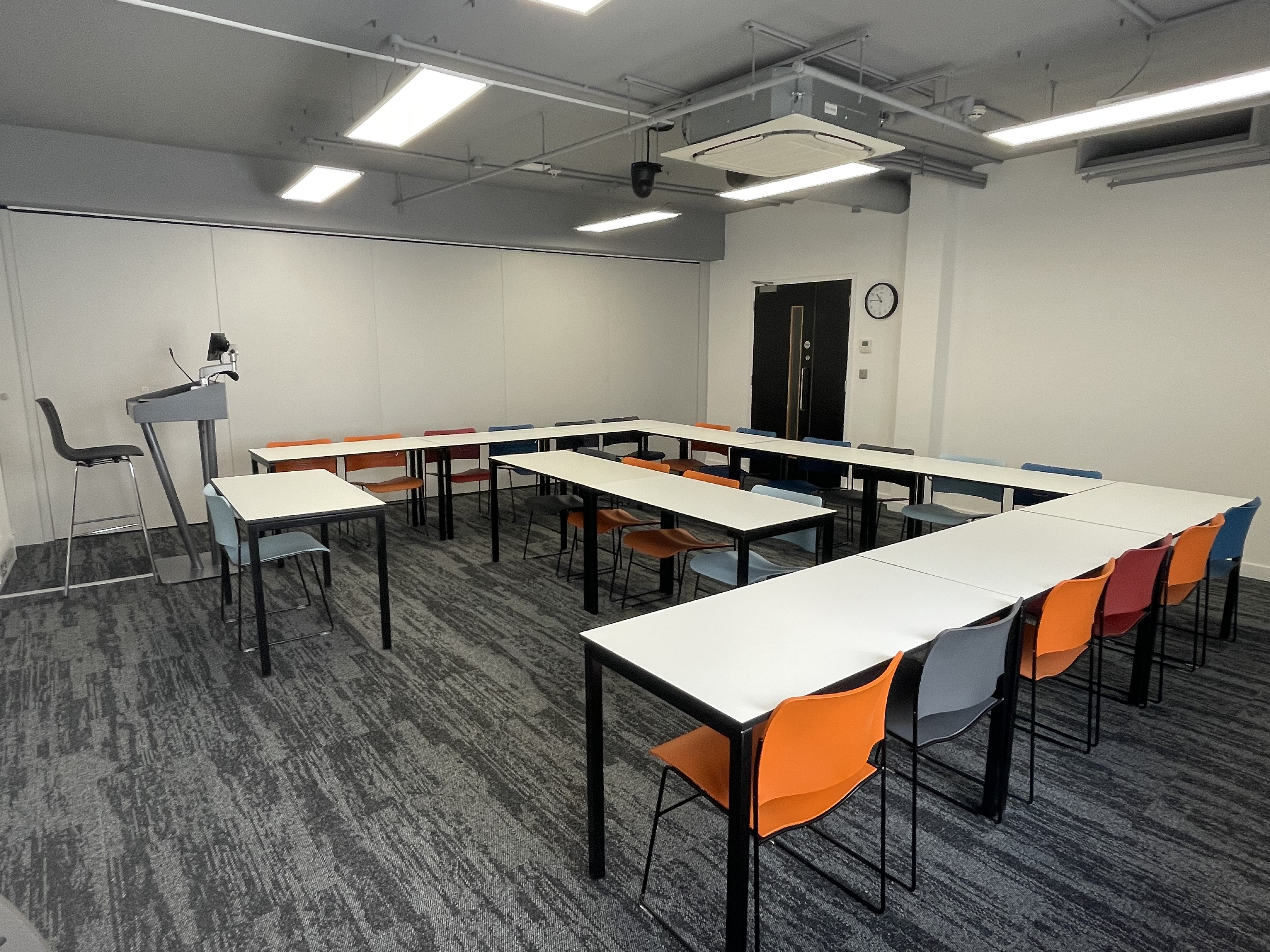 Table and chair configuration, view from the front of the classroom