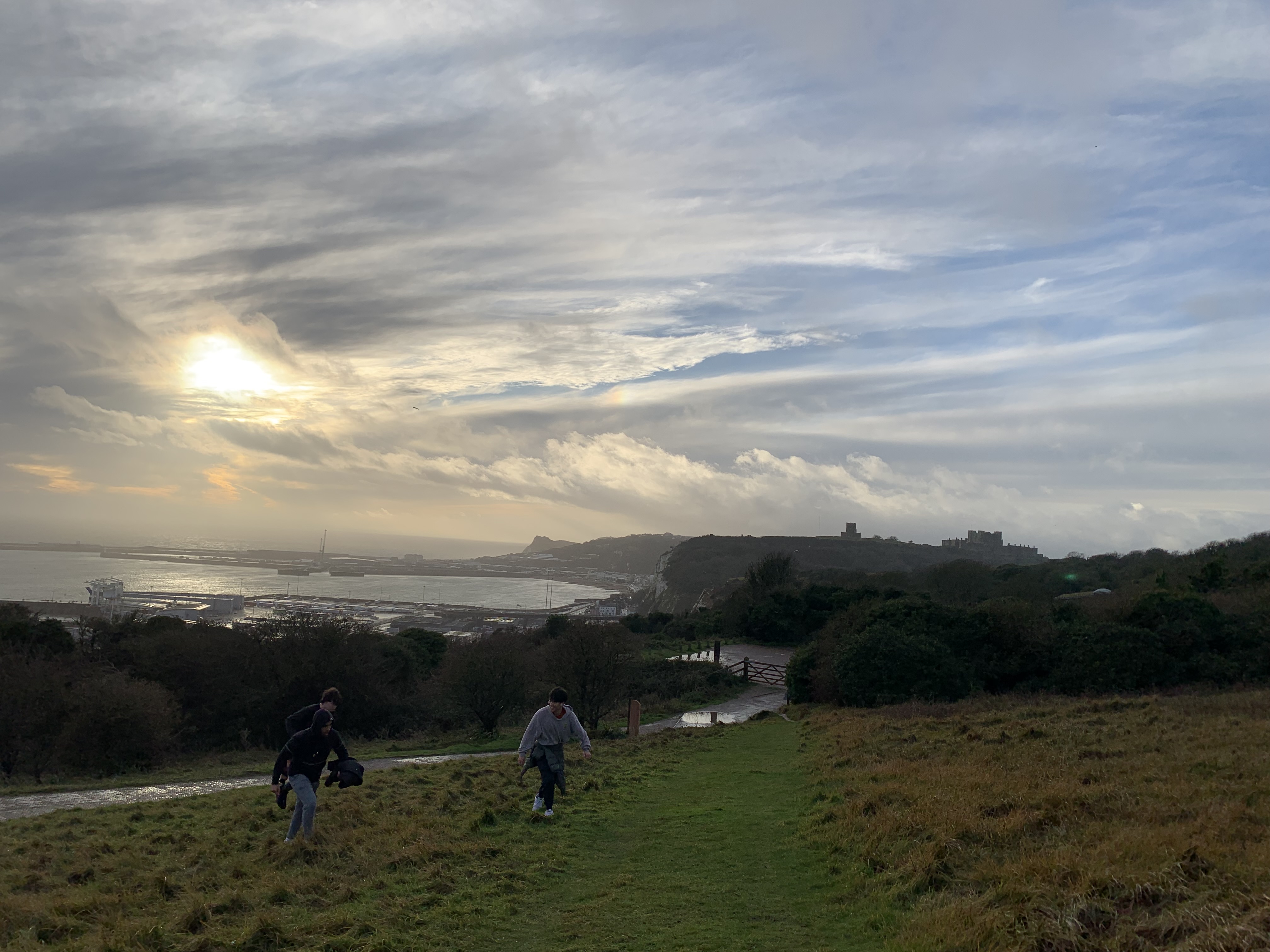 students hiking Dover, UK