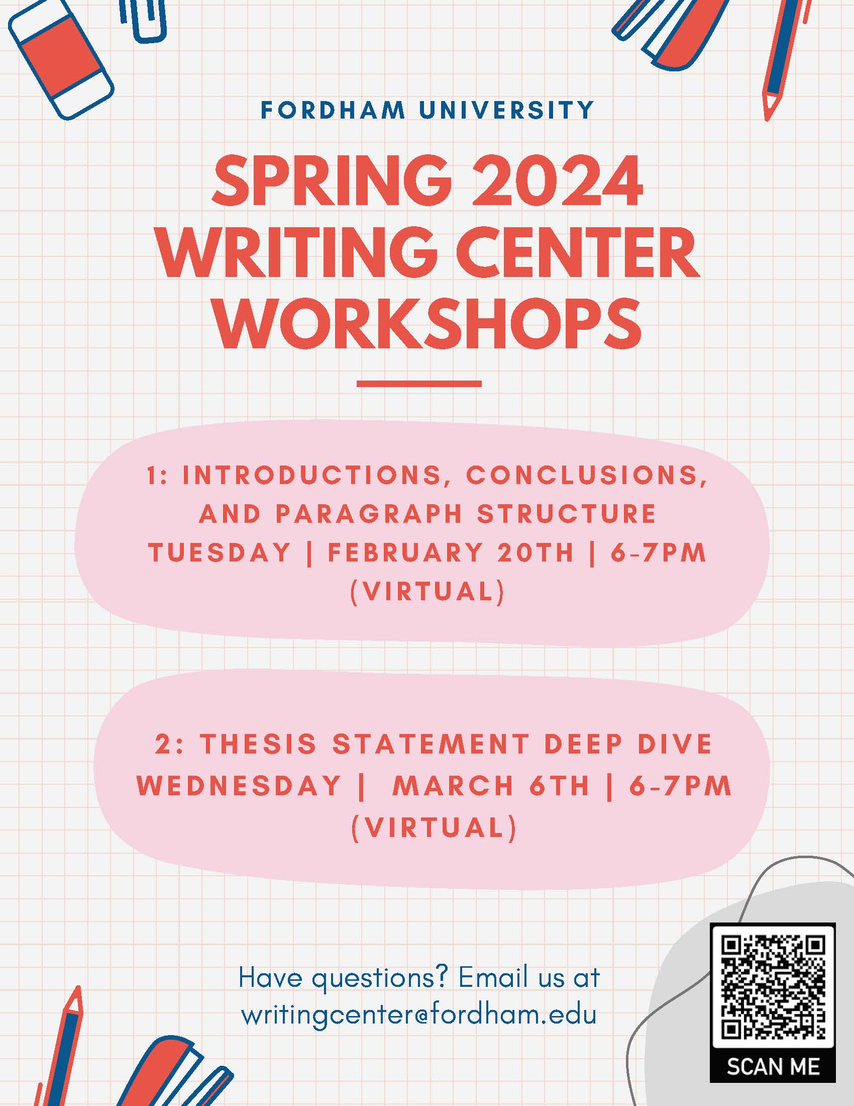 Wiriting Center Spring Workshops 1