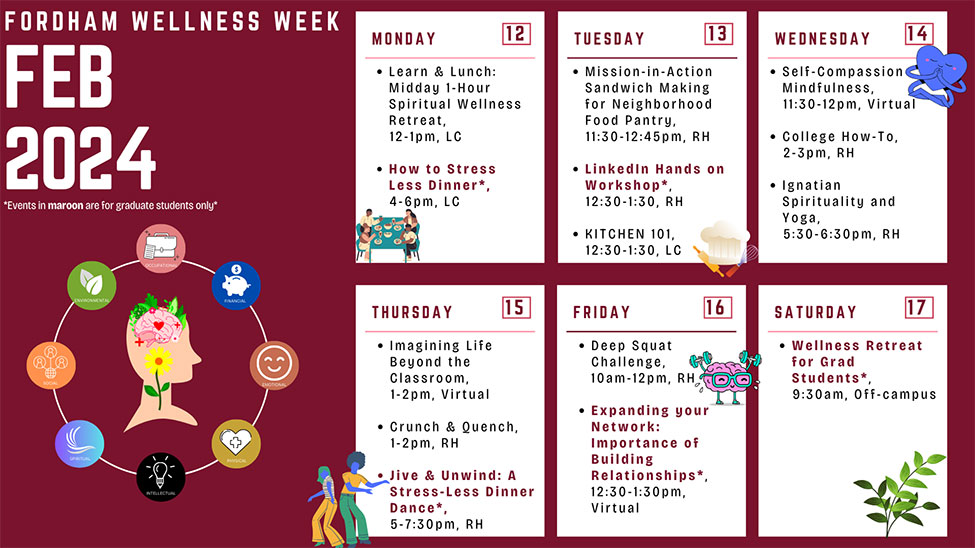 Fordham Wellness Week Calendar 2024