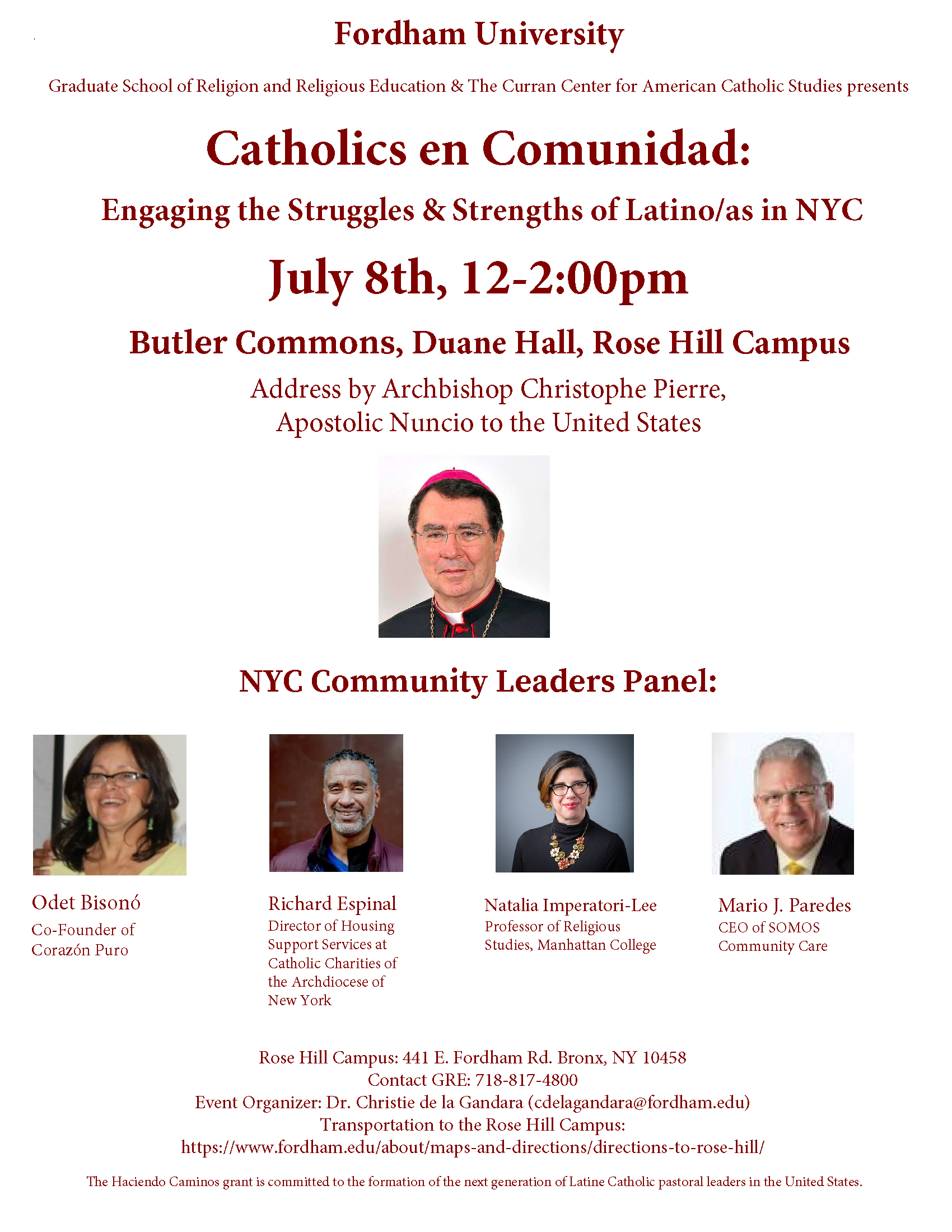 July 8th conference on Catholics en Comunidad