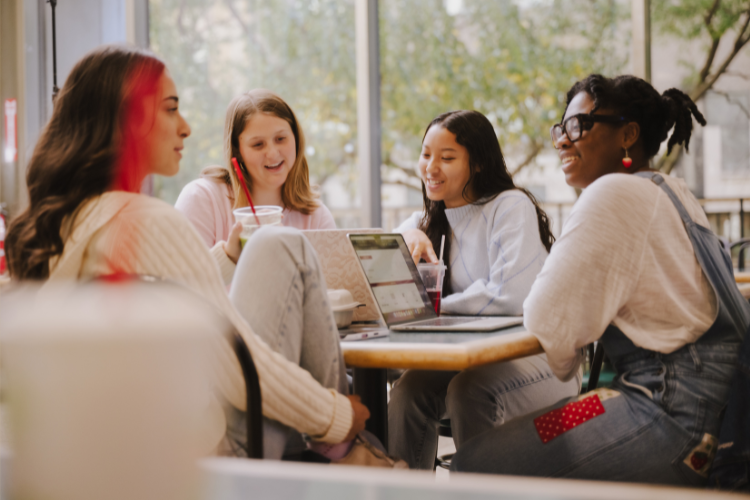 Fordham MSW students at cafe table