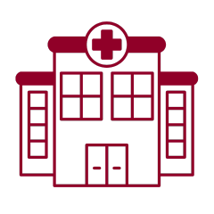 maroon vector image of a hospital