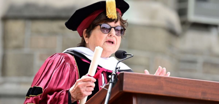 sister helen prejean speaking at commencement