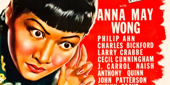 An illustrated woman with black hair listening as two men fight.