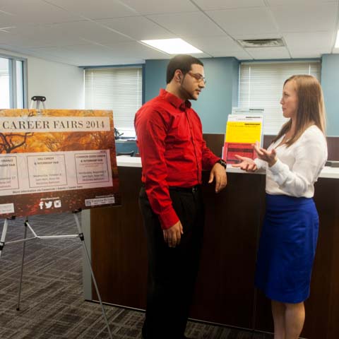 Students Standing at Career Counseling Desk