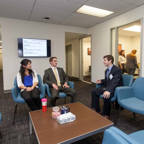 Students sitting in career counseling office - LG