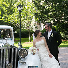 Bride and Groom with Car