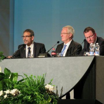 Dr. Gerald Cattaro (left) presenting at World Congress on Catholic Education.