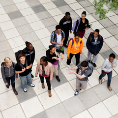 Down Shot of Students Walking