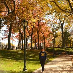 Fall Student Walks by Edward's Parade