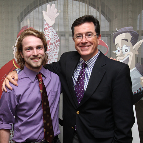Student with Stephen Colbert