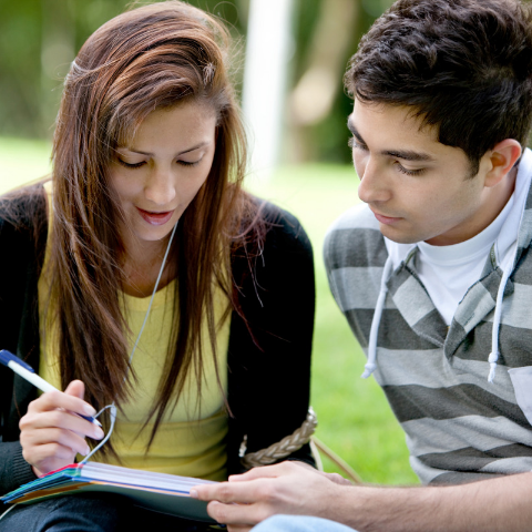Two students doing homework