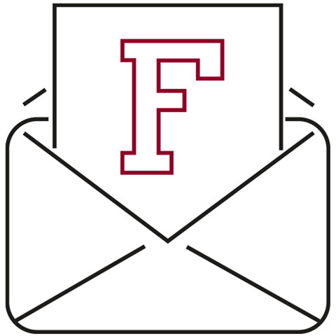 Envelope with a Fordham letter being placed into it