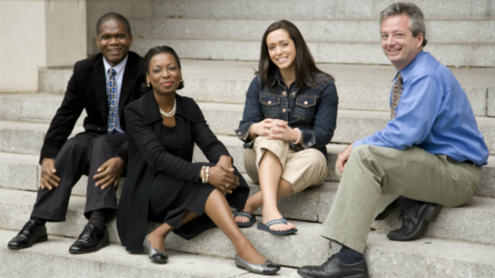 Grad students on steps of keating