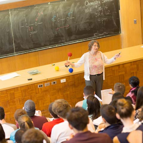 Faculty member lectures in chemistry class - LG