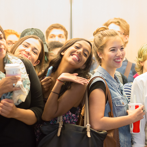 Group of Female Students on Elevator